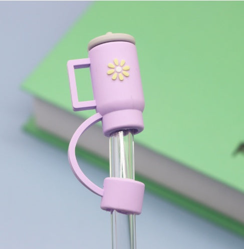 Outdoor Cup Lid Straw Cap Silicone Anti-plug Accessories Cute Tumbler Straw Toppers for Tumblers, Dust-Proof Drinking Straw Caps for Reusable Straws Tips